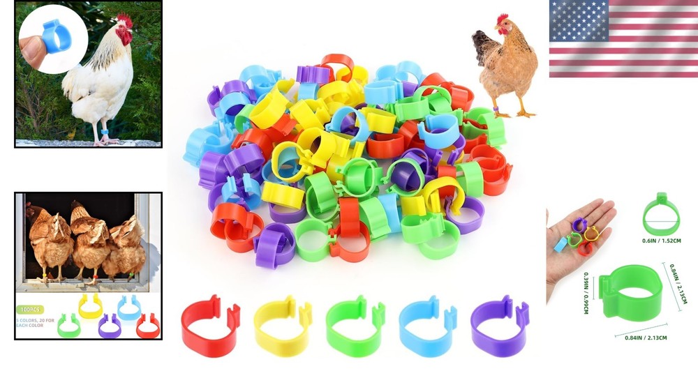 100-Pack Multi-Color Chicken Leg Bands