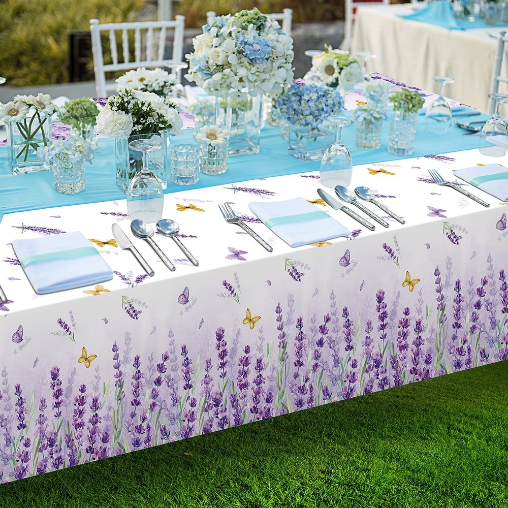 3 Pack Spring Summer Lavender Plastic Tablecloth Party 3 Pack,