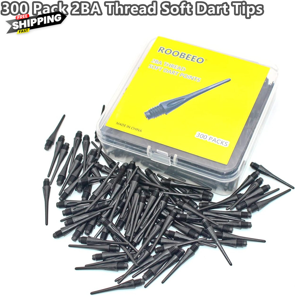 2BA Thread Plastic Tip Dart Points 300 Pack Soft Dart Tips Replacement Dart Acce