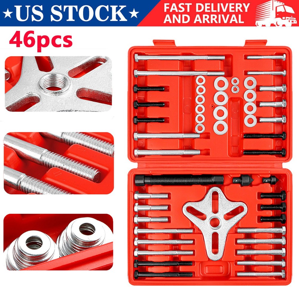 46Pc Harmonic Balancer Gear Puller Steering Wheel Kit with Case