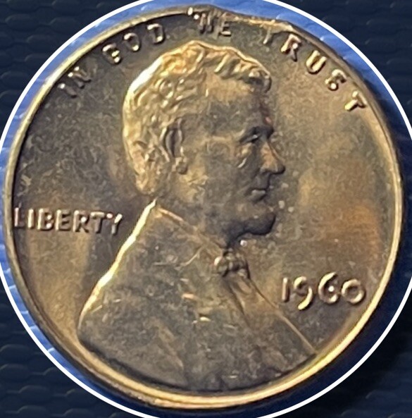 1960 Lincoln Memorial Cent clip error BU