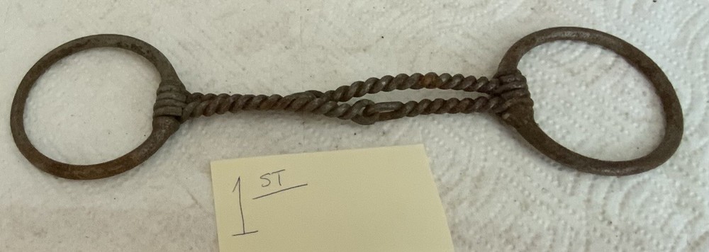 1ST-Twisted Snaffle Jointed Iron O Ring Horse Bit, Antique