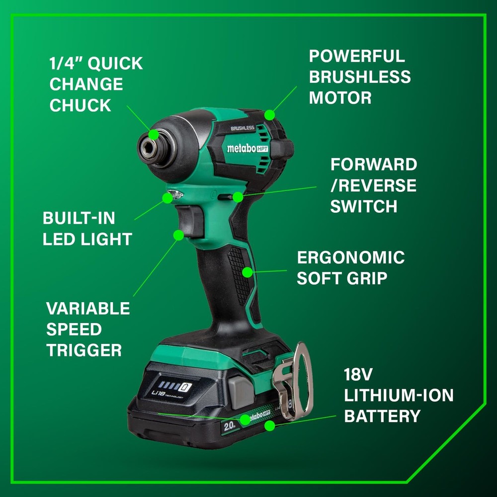 Metabo HPT 18V MultiVolt Cordless Brushless Driver Drill Impact Driver Combo...