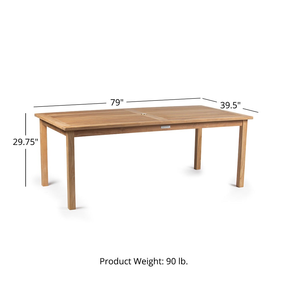 Ash & Ember Sandhill Grade A Teak Dining Table, 79" Teak Wood Table