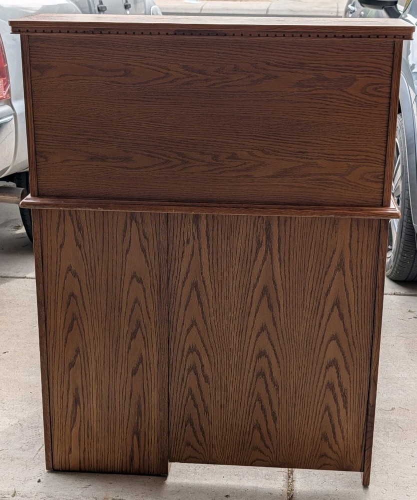 Solid Oak Roll-Top Desk by Winners Only Inc. – Locking Secretary Desk