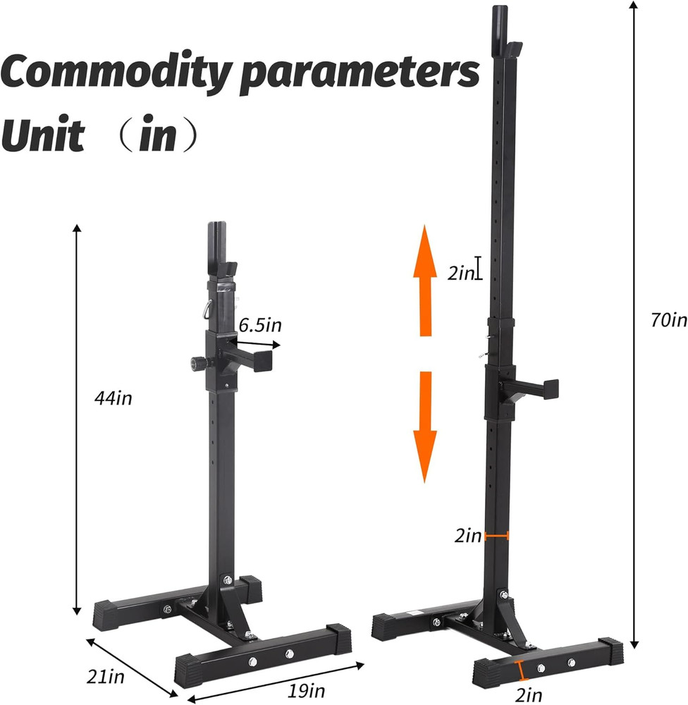 Squat Rack Adjustable Barbell Bench Press Stands 40"-66" Multi-Function Sturdy