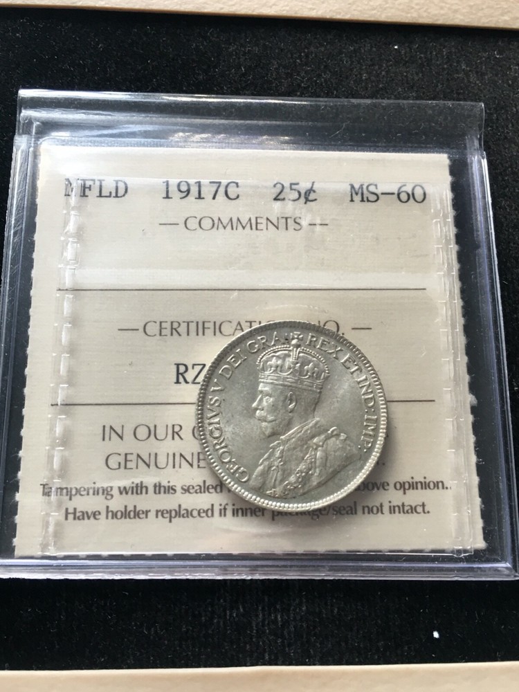 1917c ICCS Graded Newfoundland ¢25 Cent **MS-60**