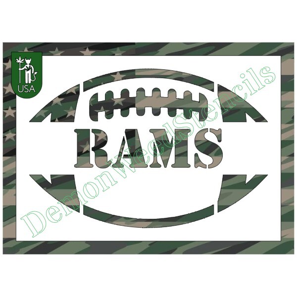 7"x10" Clear Plastic Stencil - Rams Football (SCA150) (.007")