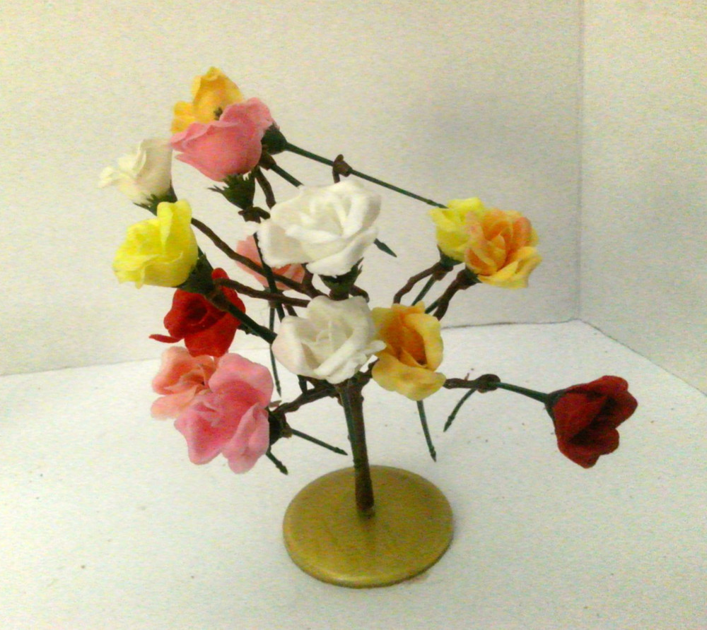 Embassy Plastic Rose Hors d'oeuvre Pick Tree 1950's