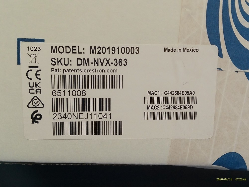 Crestron, DM-NVX-363, AV over IP encoder or decoder
