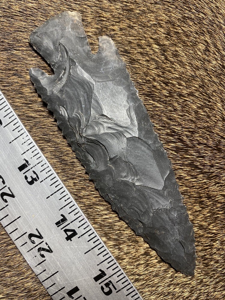 Black Buffalo River Chert Flint Knapped Point  Arrowhead