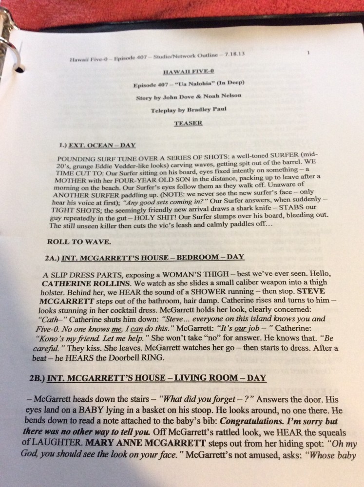 HAWAII FIVE-O ORIGINAL SCRIPT 407 SCHEDULE 2013 UA NALOHIA DANIEL DAE KIM