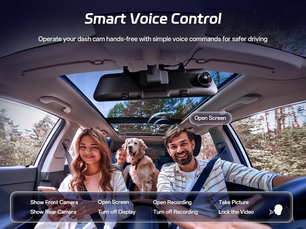 High-Resolution S12 Pro Mirror Dash Cam - Navigation & Voice Control Included