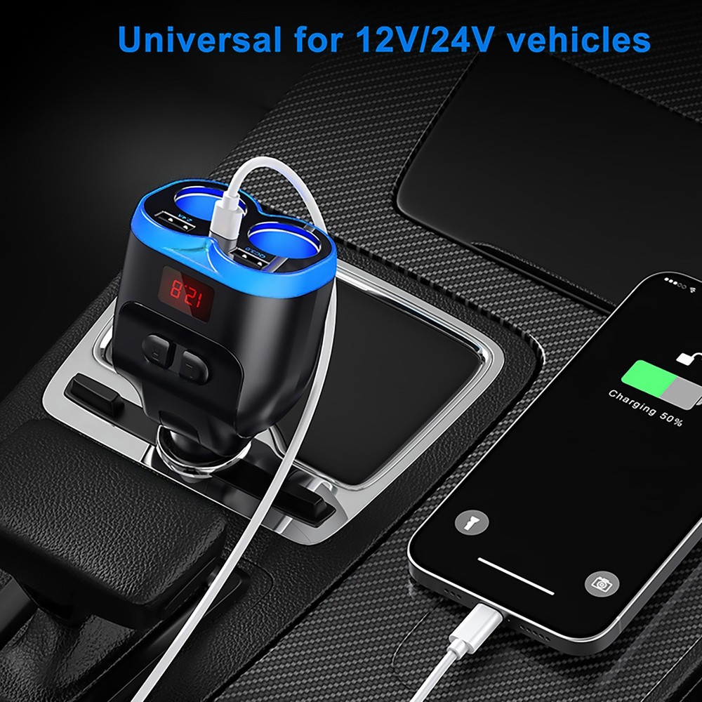 Smart Dual USB Charger Power Adapter Car LCD Cigarette Lighter Socket Splitter