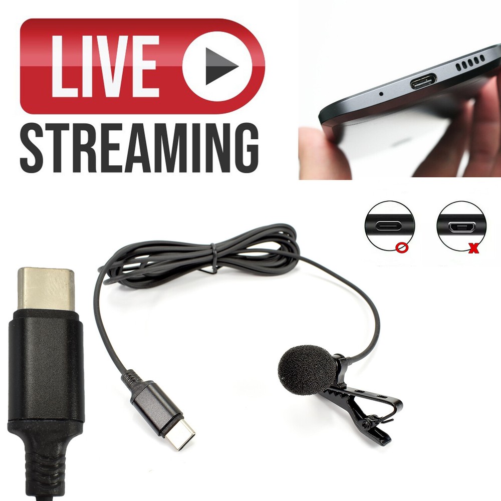 USB C Perfect Clip Type Lapel Type C Microphone Android Record Video Live S20