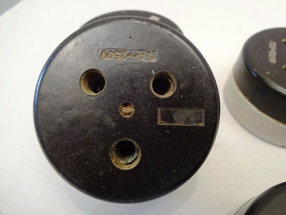 Vintage Crompton Bakelite Plug Socket 15A 250V Surface Mount Outlet Black 4 Pc"R