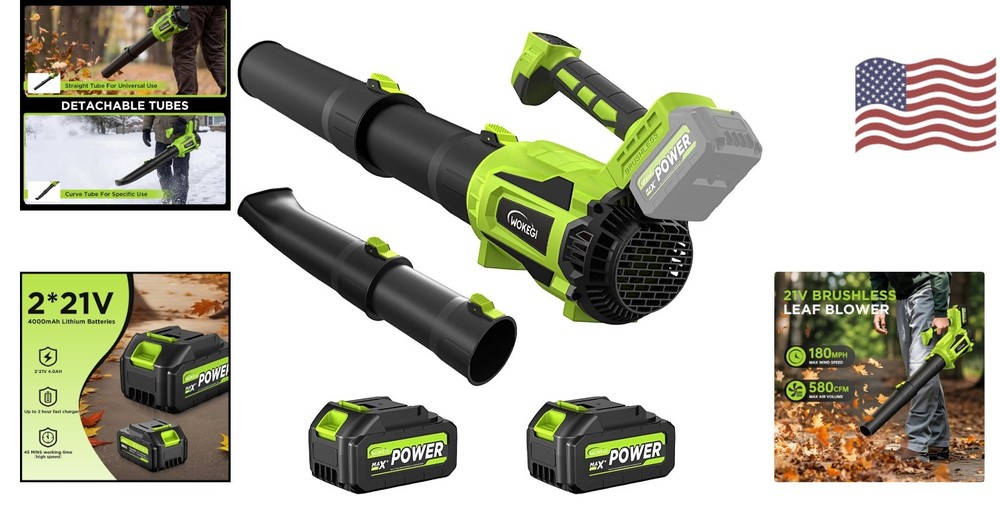 Versatile Handheld Leaf Blower: 580 CFM & Fast Charging for -Round Use