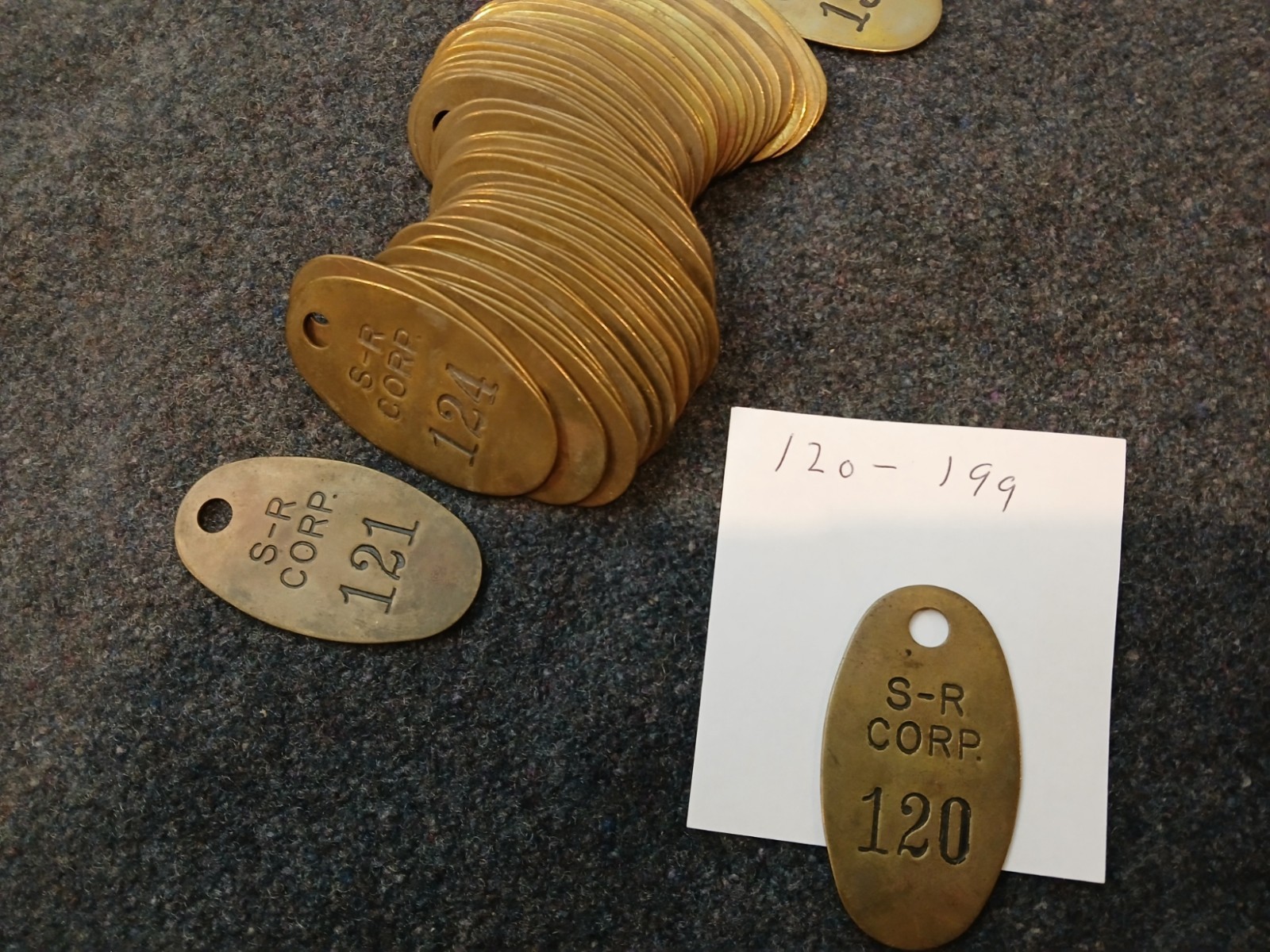 Stearn-RogersNumbered Brass Tags Stamped Consecutive Numbers 50Pack