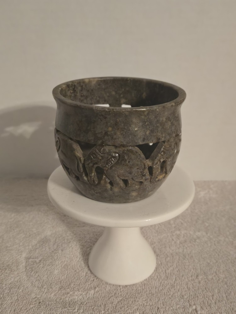 Stone Tealight Candle Holder Elephant Theme