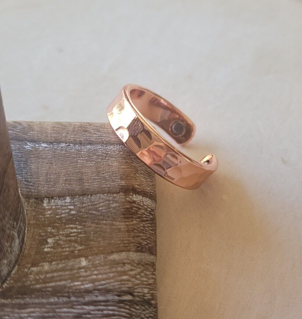 Pure Copper Magnetic Ring - Men Women Arthritis Adjustable Ring Hammered