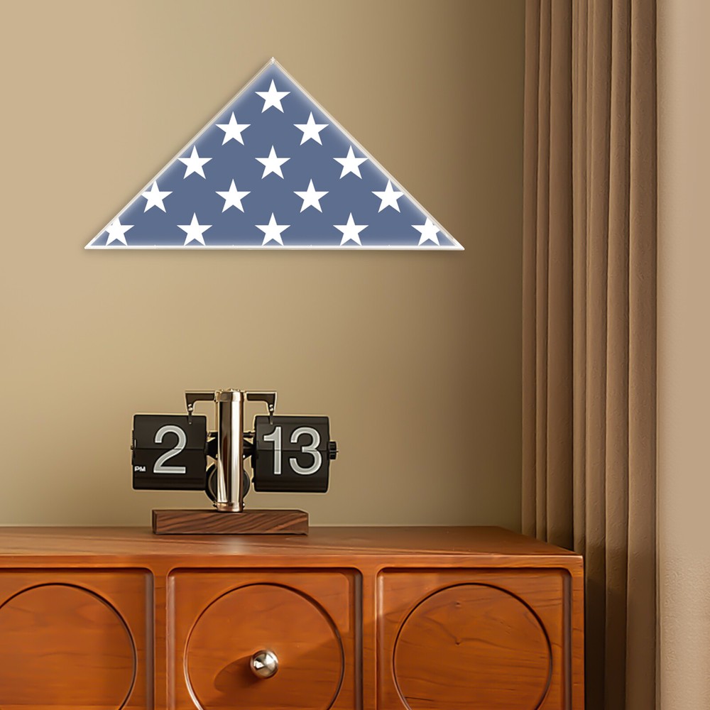 Flag Display Case Clear Acrylic Flag Box Triangle Holder for Table Wall Mounted