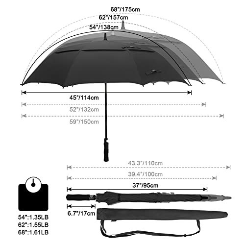 Extra Large Golf Umbrella 47-72 Inch, Automatic Open, Windproof, Waterproof, Dou