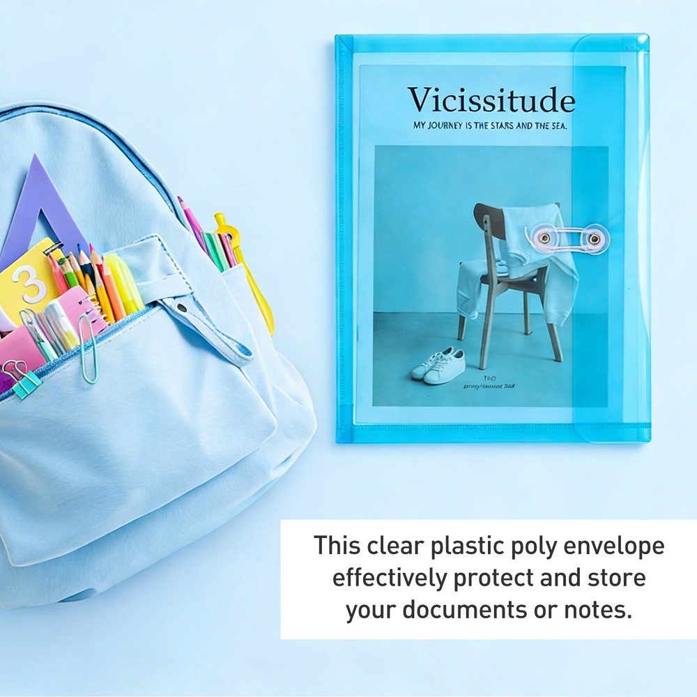 3-Pack Clear Plastic Poly Document Envelopes in Orange