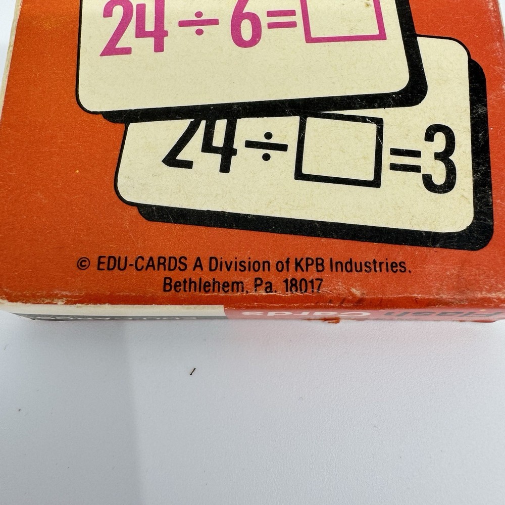 Vintage 1974 Edu-Cards Math Division Flash Cards