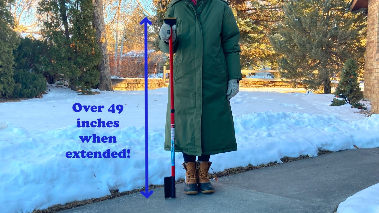 Extendable Car Windshield Ice Snow Scraper, Super Long, Brass Metal Blade, Brush