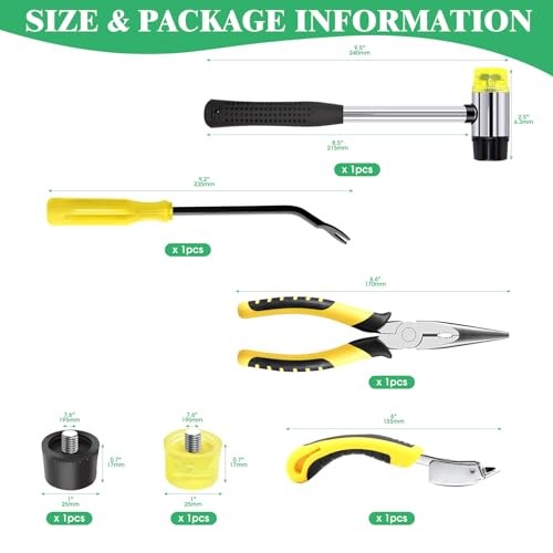 6 Pcs Upholstery Remove & Install Tools Kit Contains Rubber Mallet Hammer with