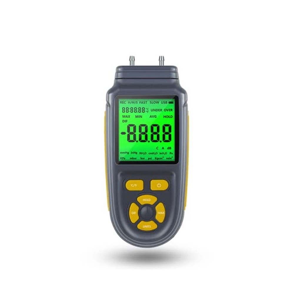 Manometer 12 Selectable Units Differential Pressure Gauge, High Measurement A...