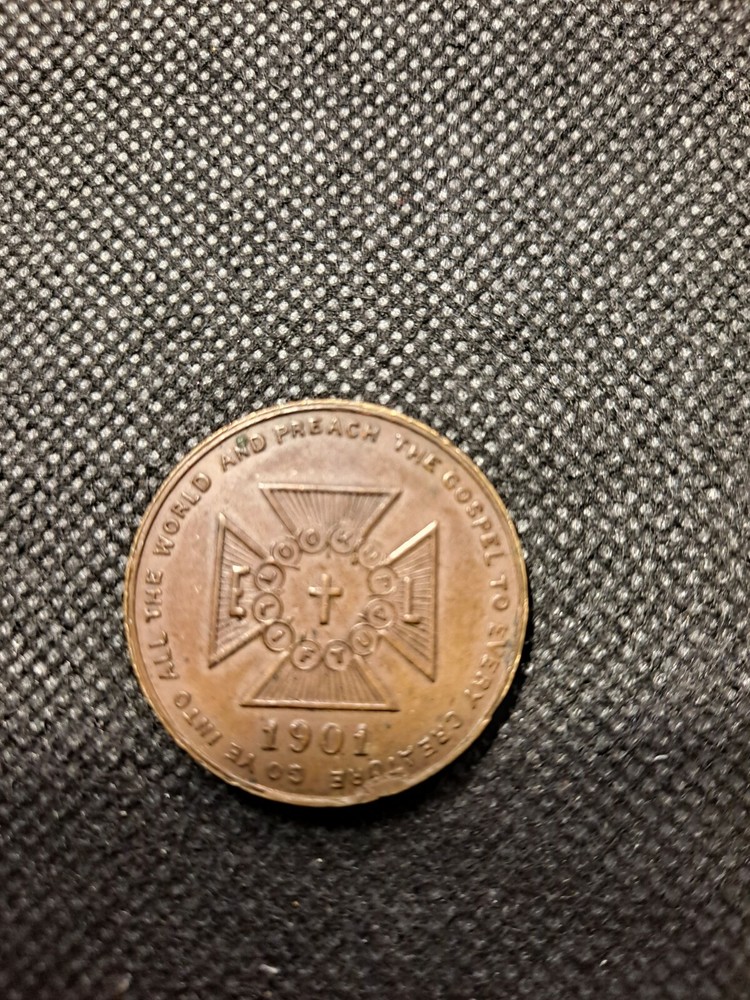 1901 BISHOP NINDE RELIGIOUS MEDAL! e5134DXX