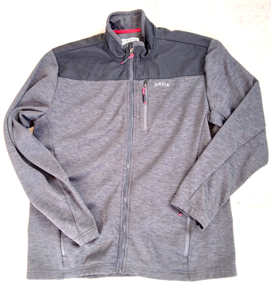 ORVIS Full Zip-Up Gray Micro Fleece Lined Performance Layer Jacket Men's Large