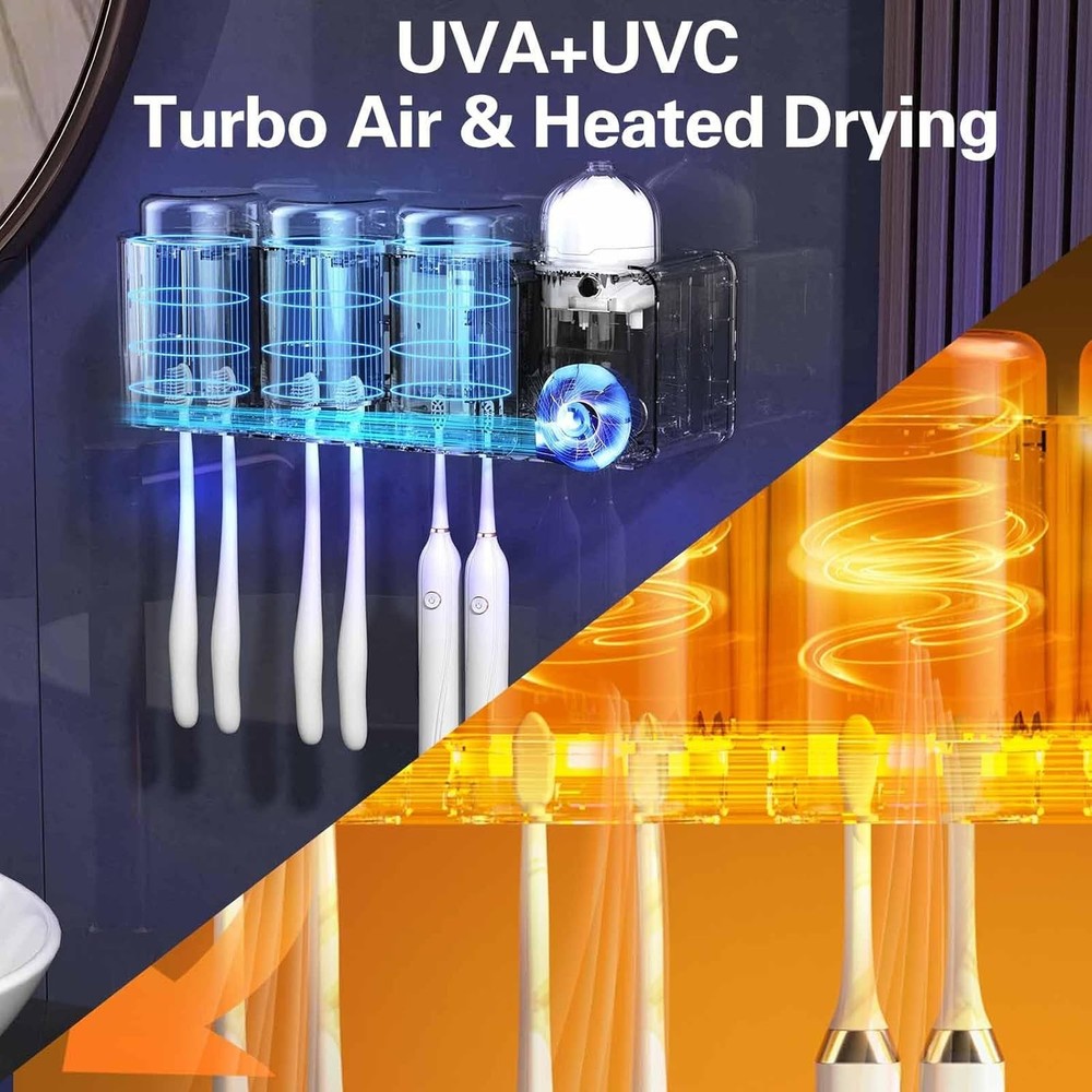 UV Toothbrush Sanitizer & Holder with Aromatherapy Diffuser