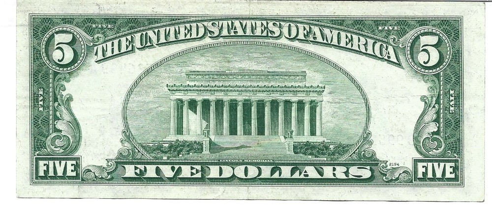 1953 $5 Silver Certificate B-A Block Fr. 1655 Circ. #6489
