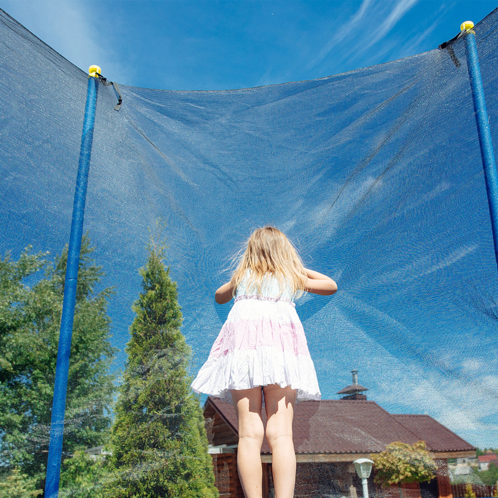 15ft Trampoline Safety Net Round Replacement Fit 6 Poles Enclosure Netting
