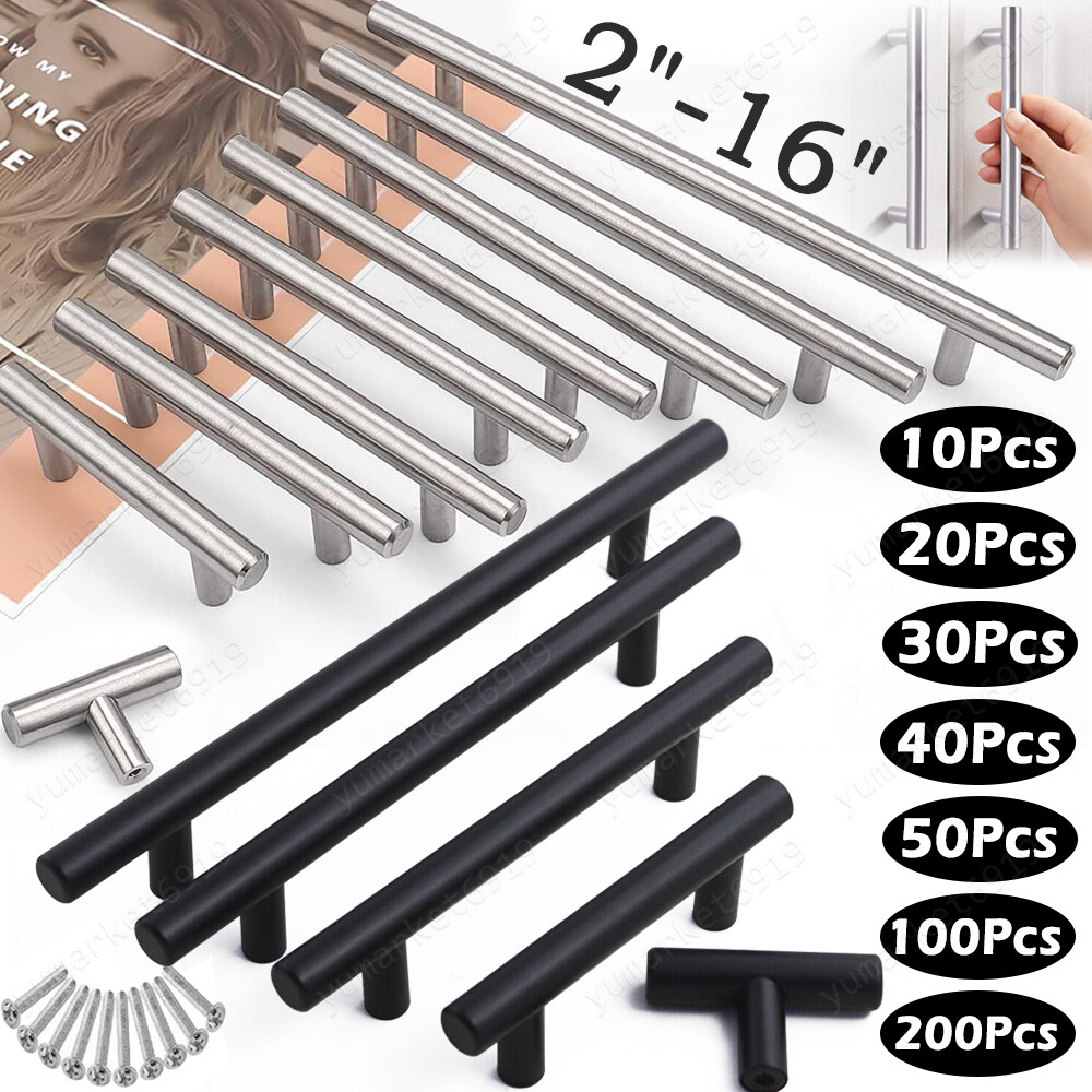 2''-16'' Kitchen Cabinet Pulls Stainless Steel Cupboard Drawer T Bar Handles Lot