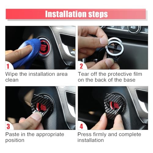 Car Engine Start/Stop Button Cover, Zinc Alloy Car Push Button Start Cover Red