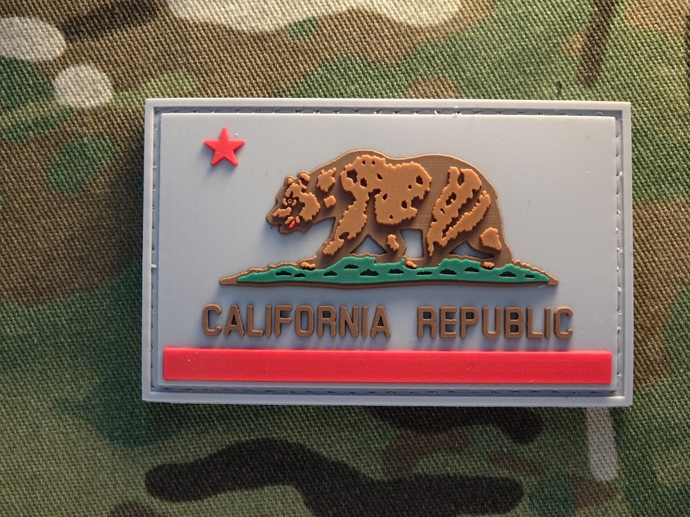California CA Semisubdued Gray 2x3" PVC Tactical Hook Patch