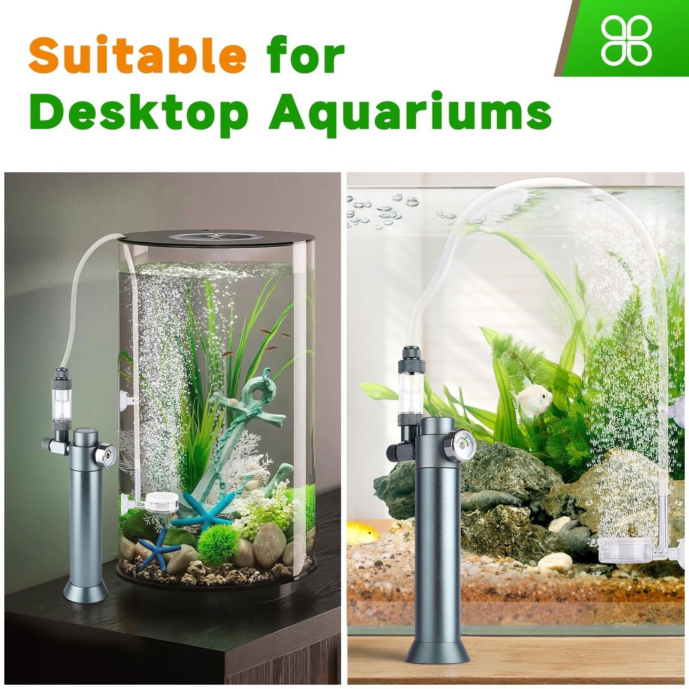 Complete Aquarium CO2 System, Desktop Regulator with 45g silver grey
