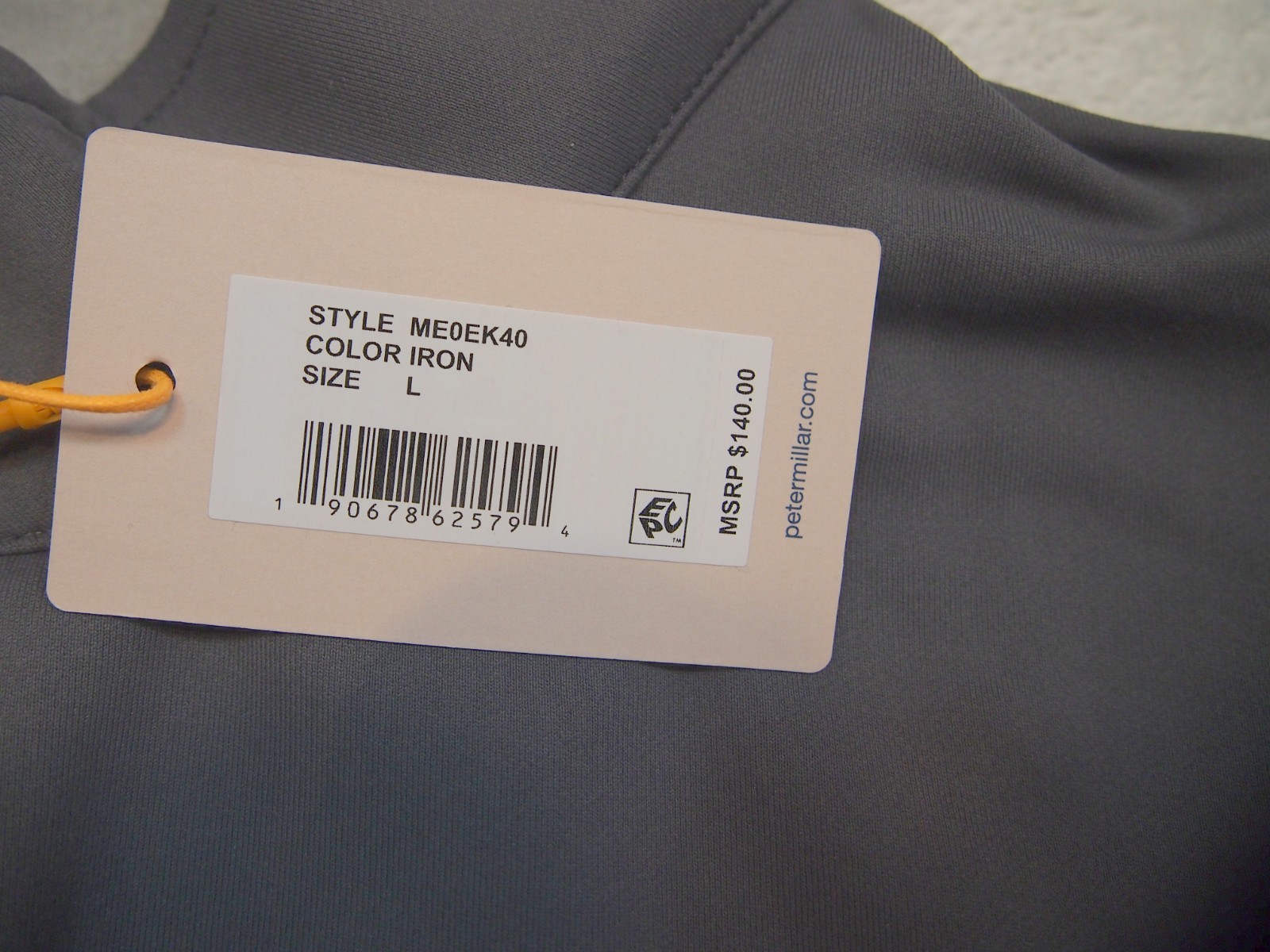 Peter Millar Quarter Zip French Terry Iron Grey Pullover Sweater NWT Large $140