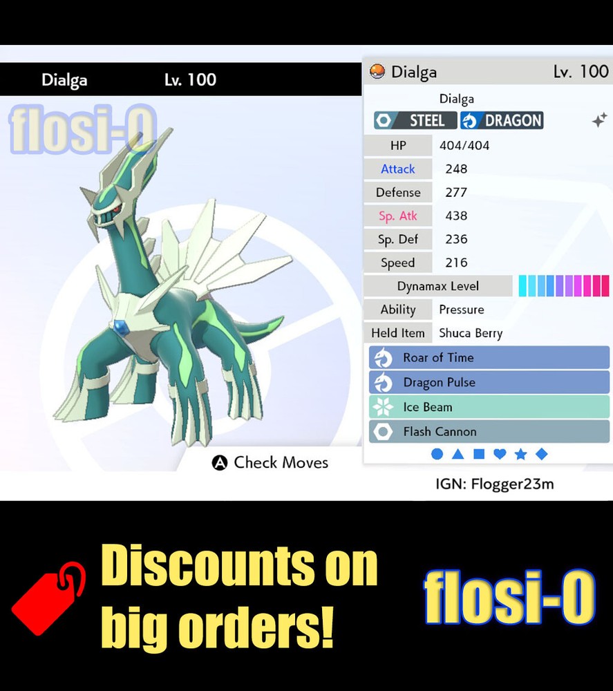 Pokemon Sword and Shield 6IV Shiny Dialga
