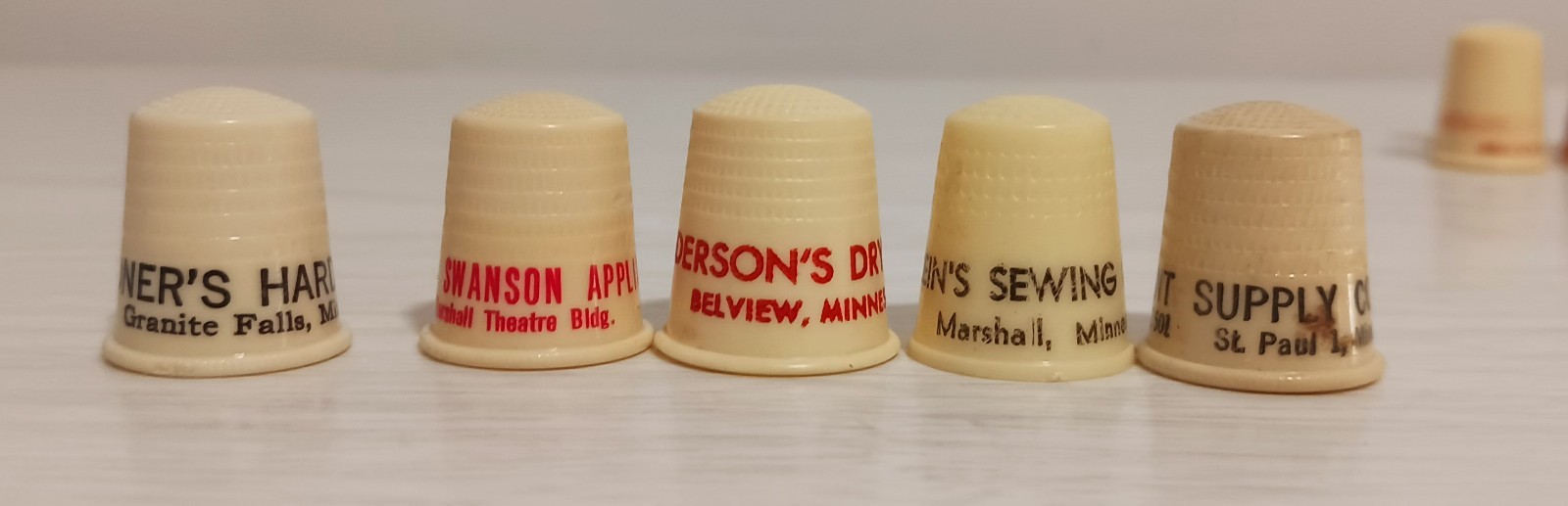 Vintage Lot 13 Plastic Advertising Thimble Minnesota