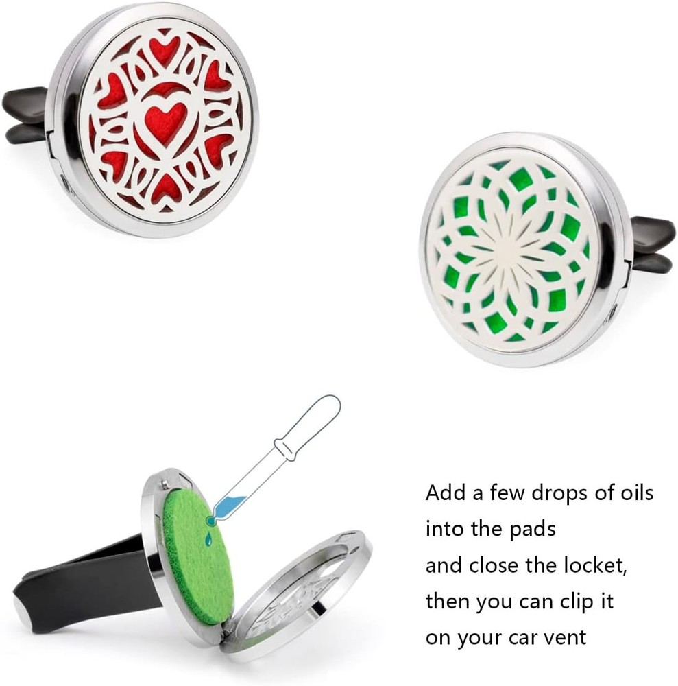 4 PCS Essential Oil Car Diffuser Vent Clip, Tree+heart+2 Flowers
