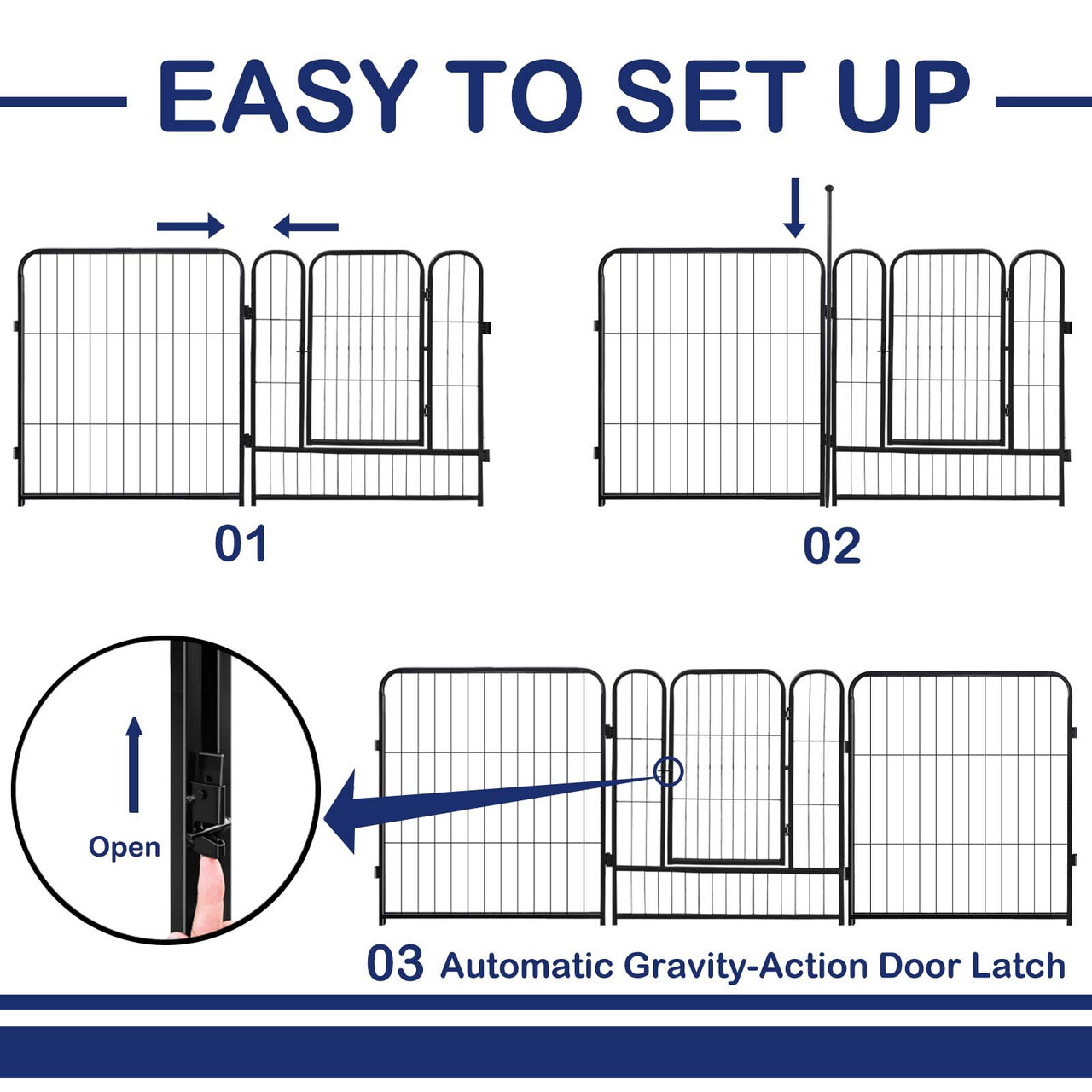 Dog Playpen 16 Panels Pet Fence Metal 24" Exercise Pen Puppy Playpen Out/Indoor