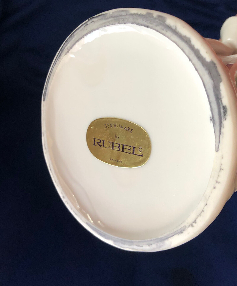 Kwan Yin Figurine Statue Lotus Flower Serv-Ware By Rubel Japan Vintage L