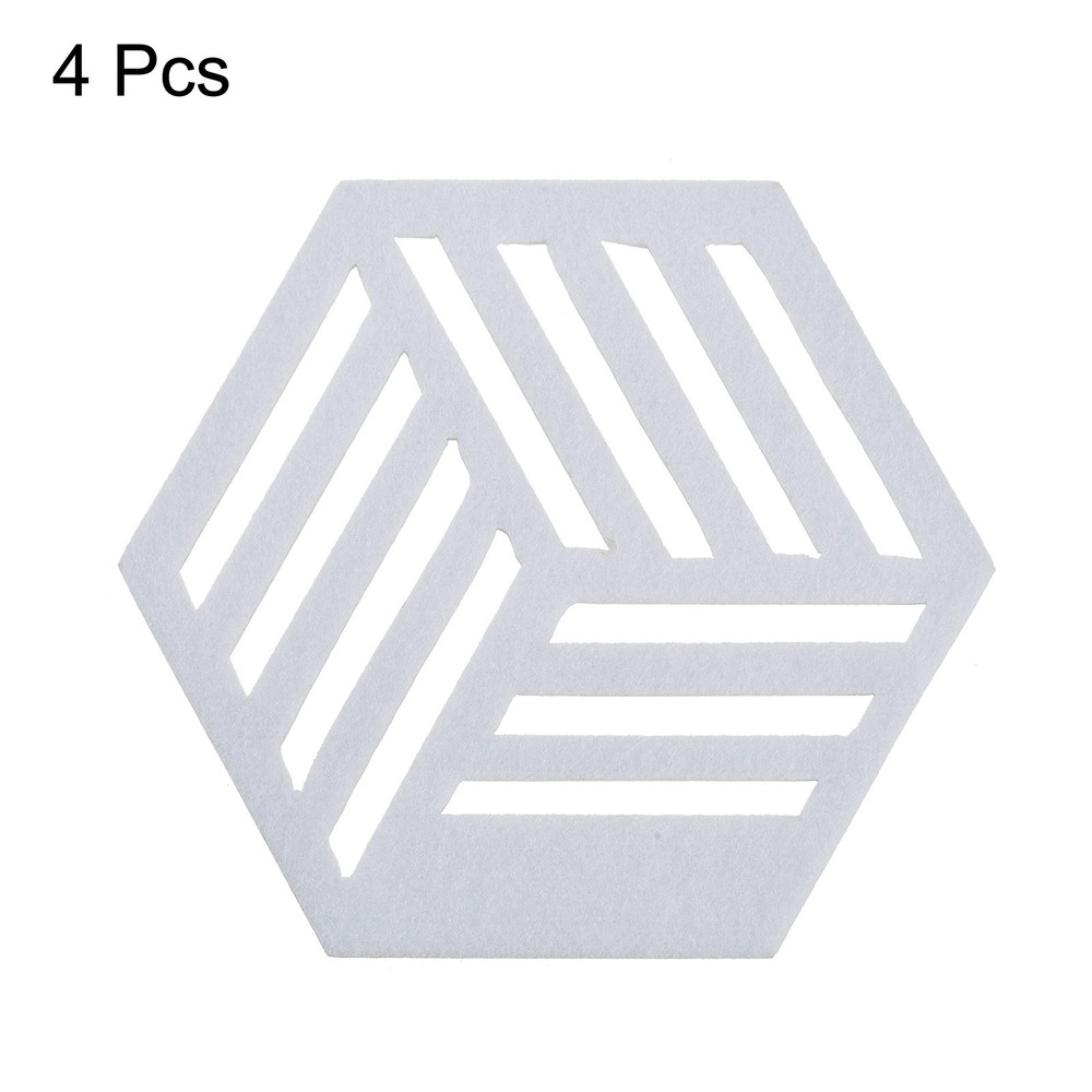 Felt Coasters, 4pcs Hexagonalagon Mat Tampons Coaster, White