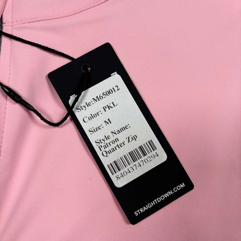 Straight Down Patron 1/4 Zip Men Medium Pink NEW Performance Pullover Golfcore