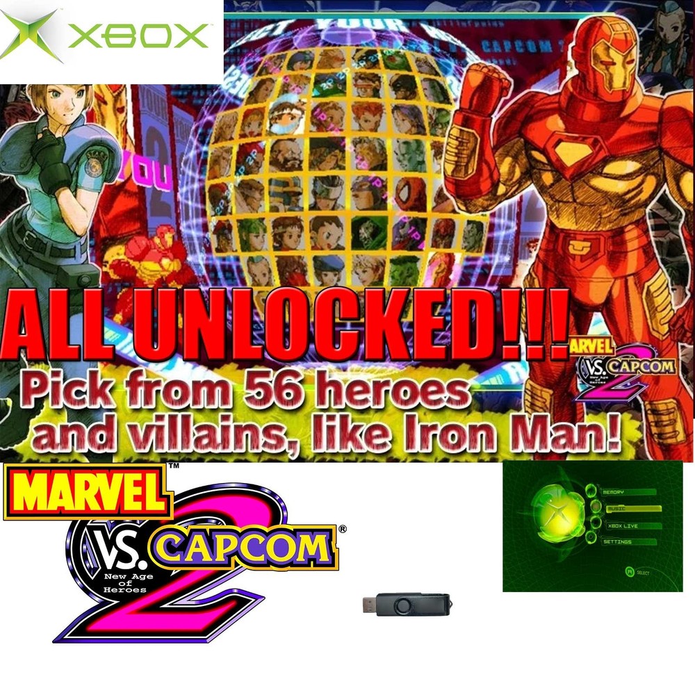 Marvel vs Capcom 2 Save File Characters Unlocked Original Xbox USB