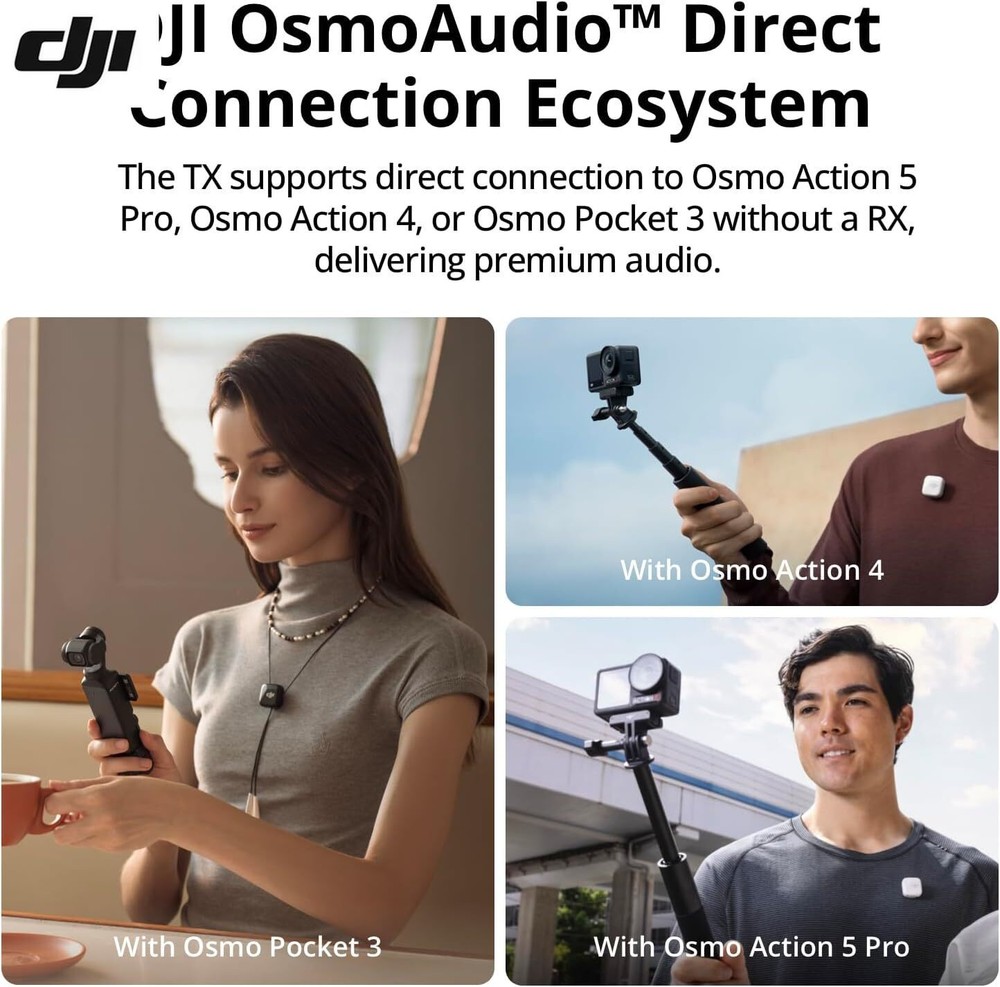 DJI Mic Mini (2 TX + 1 RX + Charging Case) Wireless Microphone for iPhone/Camera